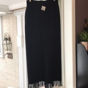 Gorsuch lined wool skirt with fringe.